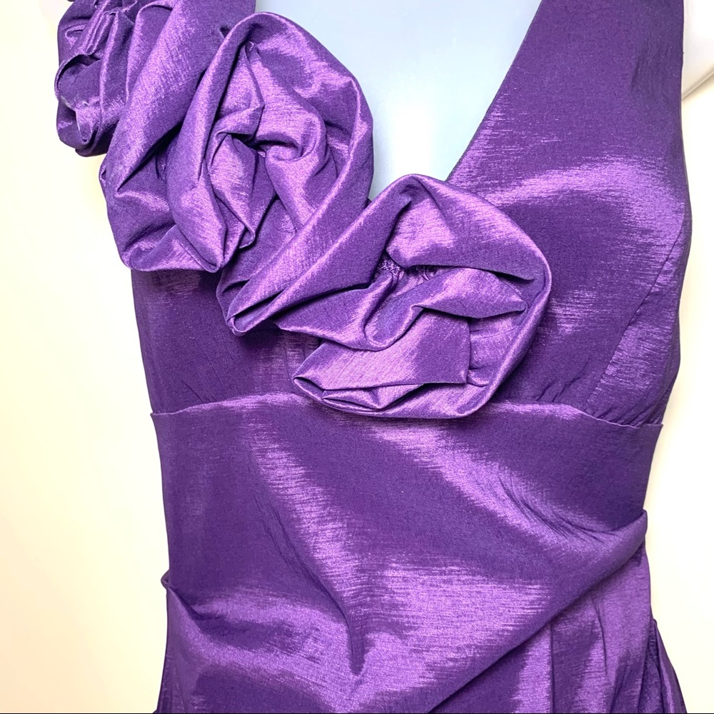 JADE Metallic Purple Bodycon Cocktail Dress Asymmetric Ruffle Size 8 Barbiecore - Picture 5 of 16